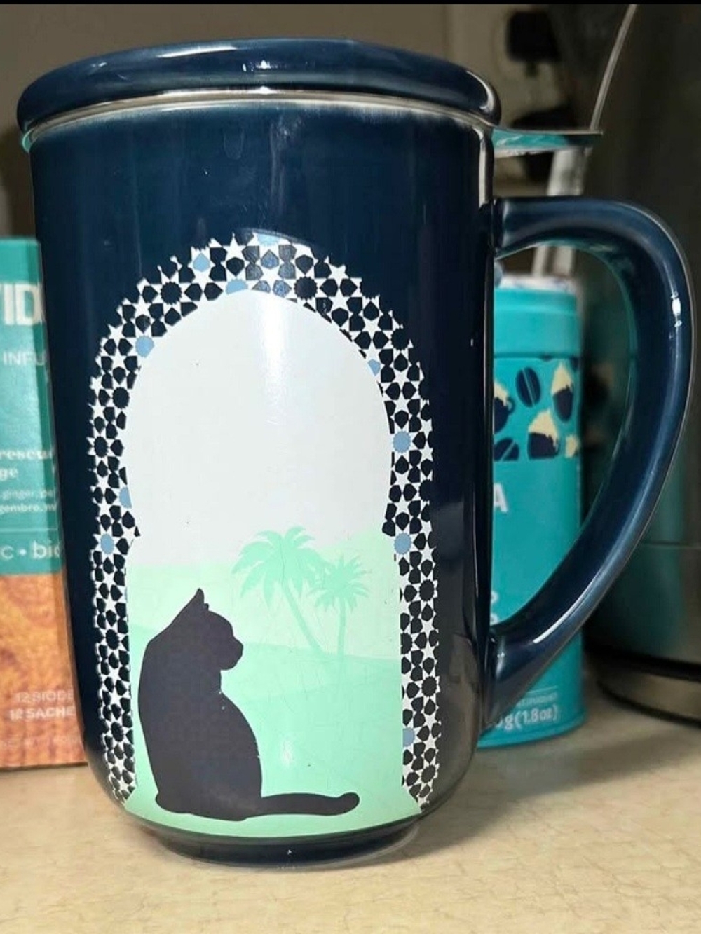 DAVIDsTEA Rare Mosaic Cat- Color Changing Mug- 3 Piece Set
